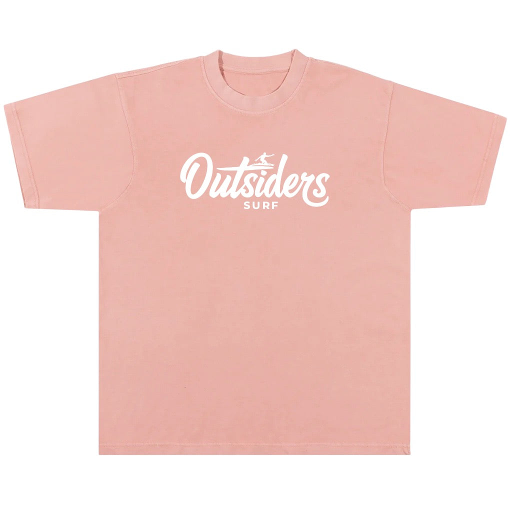 Outsiders Mission Beach Surf T-shirt - Wild Salmon Pink