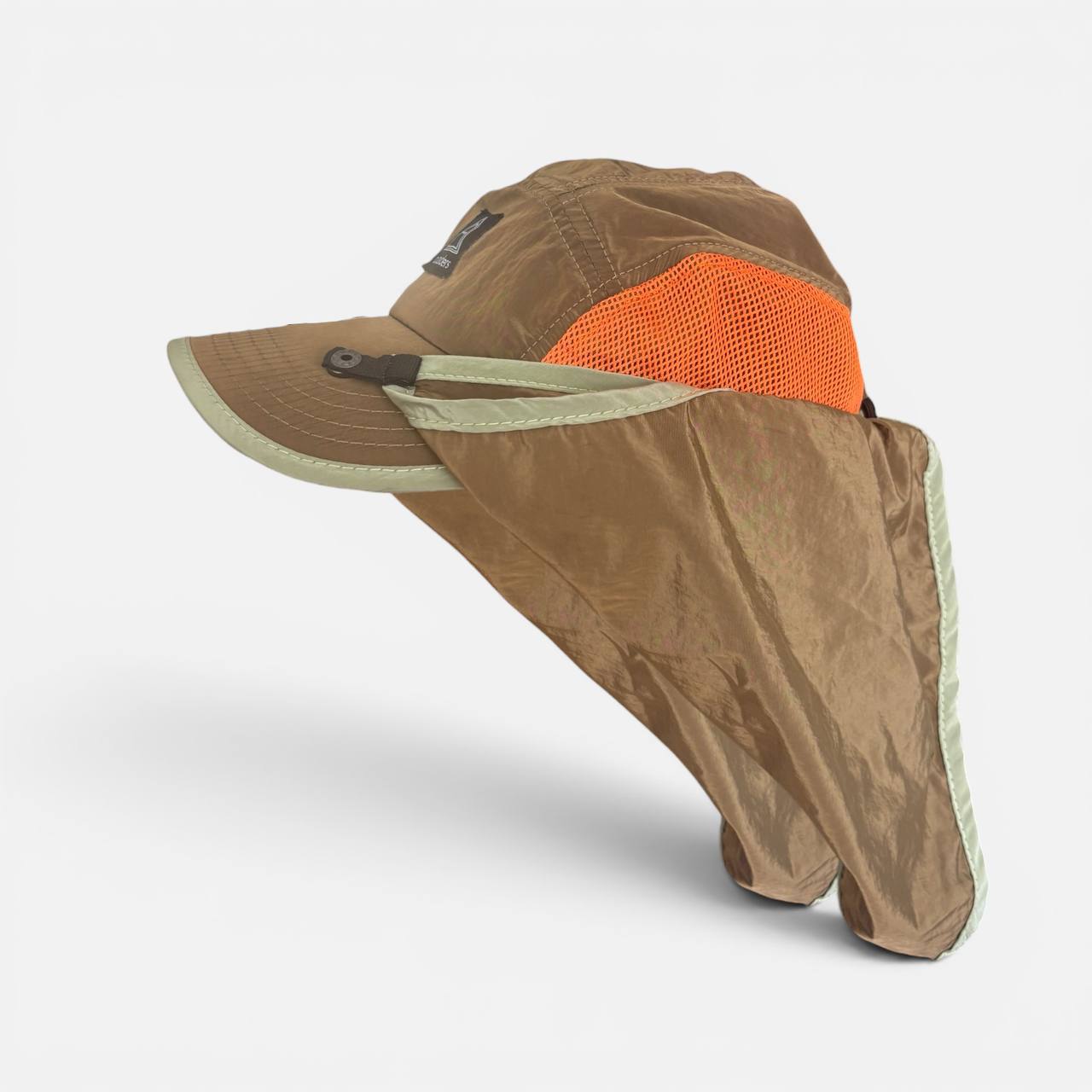 Legion Desert Running Cap Desert side angle showing orange mesh and neck flap