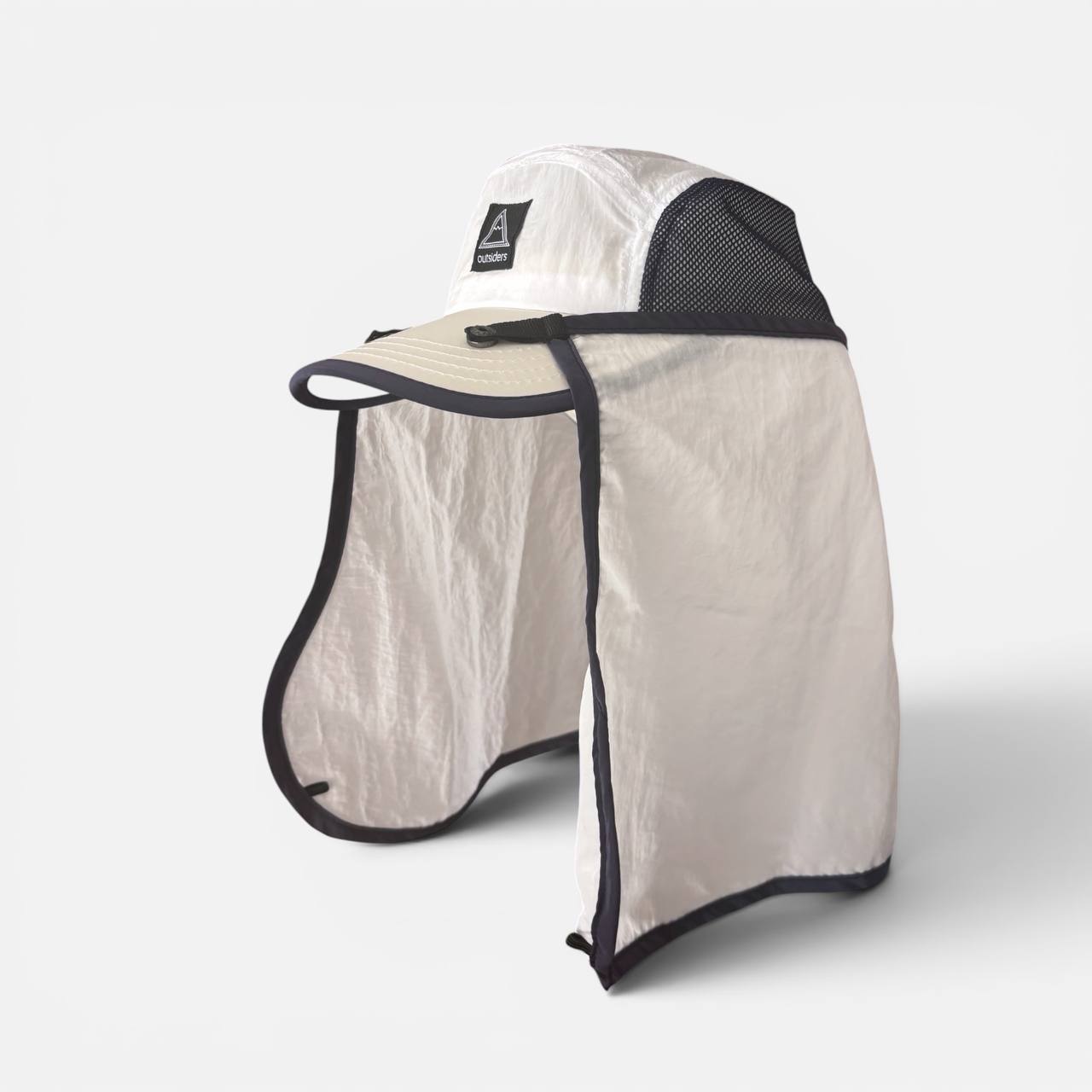 Legion Desert Running Cap Glacier front and side angle with neck flap